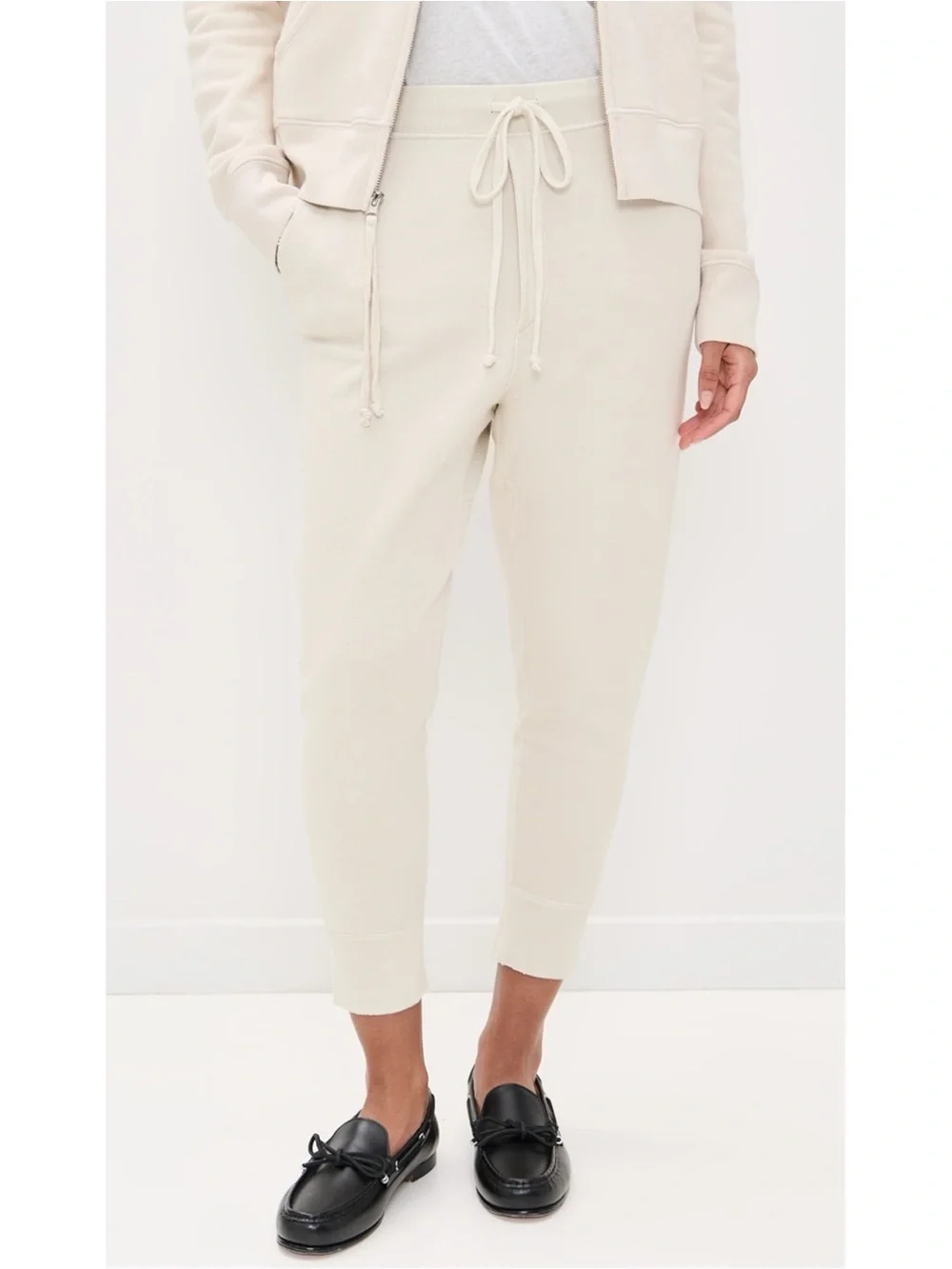 NILI LOTAN Nolan Knit Pants Drawstring Joggers Chalk Ivory XS